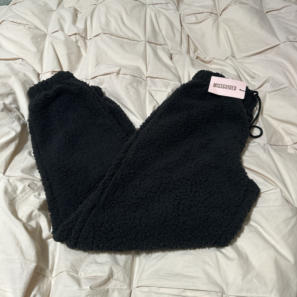 Missguided Black Fleece Joggers